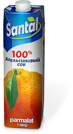 Сок САНТАЛ апельсиновый 100% 1л