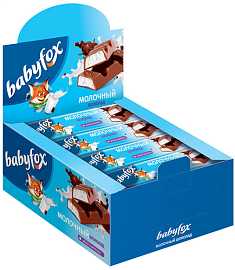 Шоколадный батончик BABYFOX молочная начинка 45гр